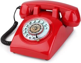 A old fashion red dial phone