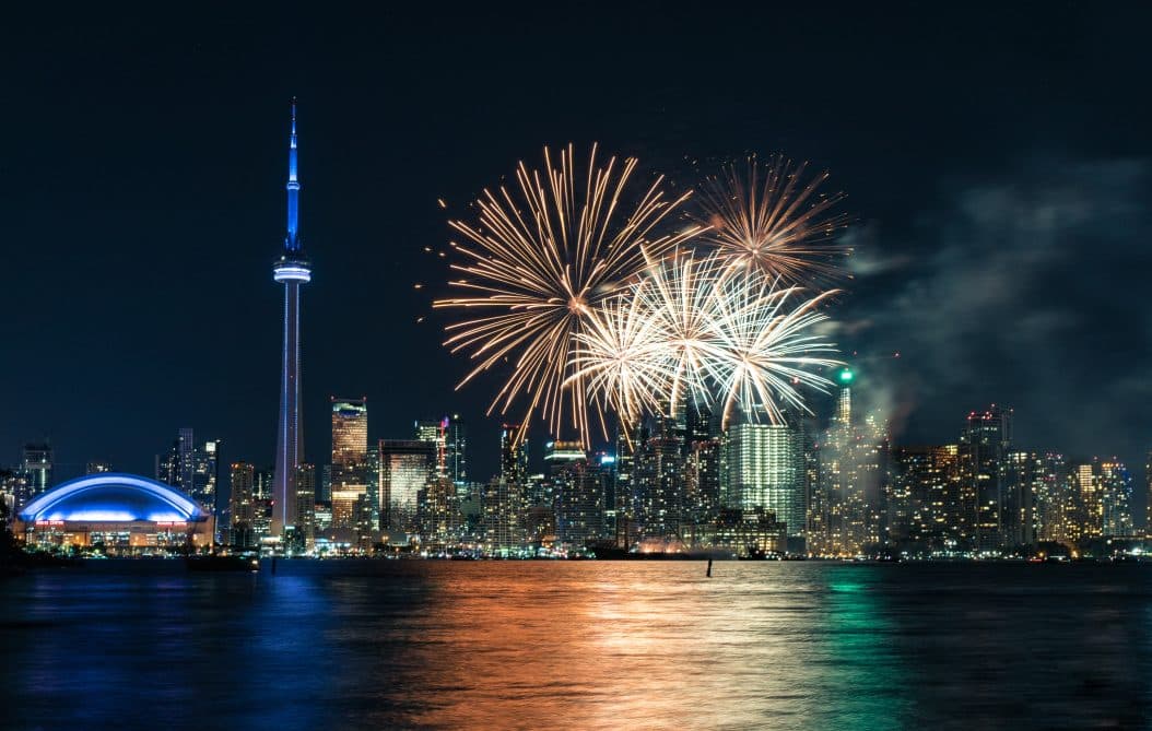 Fireworks over Toronto City Lights