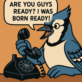 A Blue Jay on the Phone